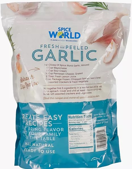 Spice WORLD Fresh Peeled Garlic 3 LB